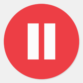 Knappar för röd och vit paus runt klistermärke