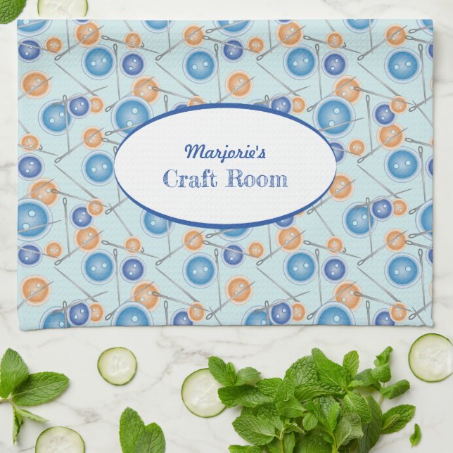 Knappar och Personlig av sydöstra Nål Kökshandduk (Vikta)