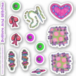 Knappar och titlar för sömnad klistermärken