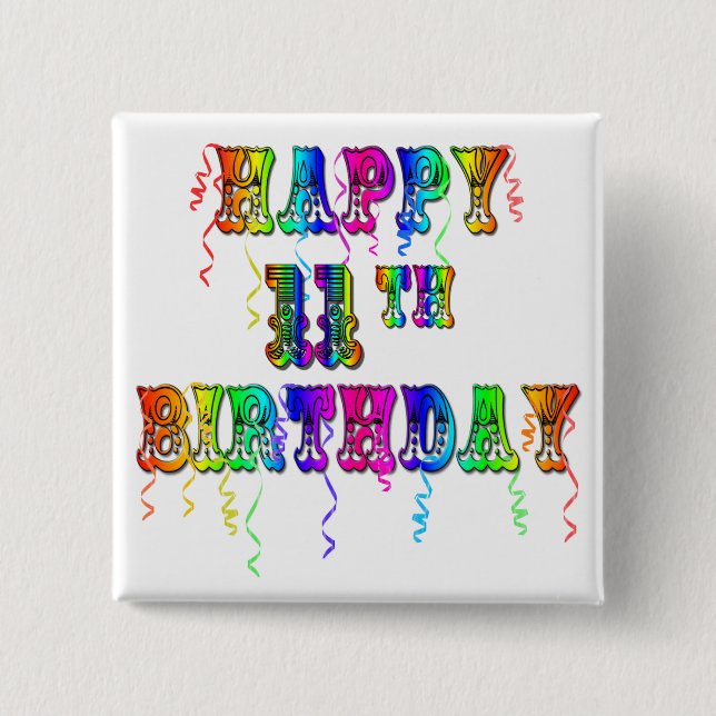 Knäppas 11th födelsedagballonger för lycklig knapp (Framsida)