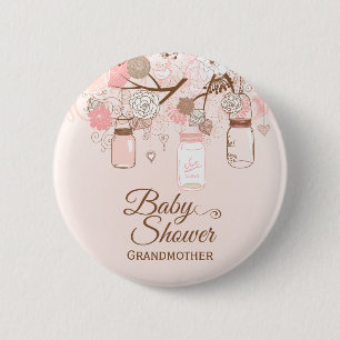 Knäppas den blom- baby shower för den chic rosa knapp