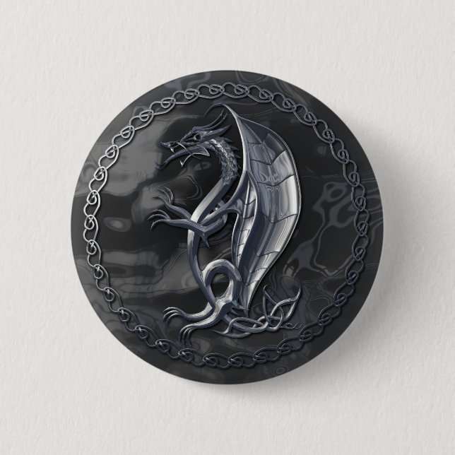 Knäppas den Celtic draken för silver Knapp (Framsida)
