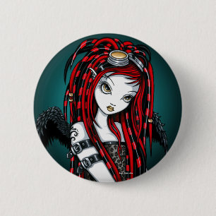 "Knäppas den Crimson" röda tatueringCyberGoth Knapp