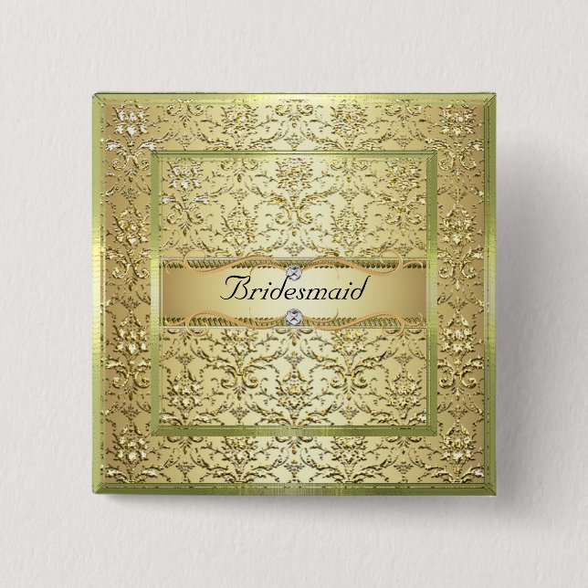 Knäppas den eleganta guld- damastast brudtärnan knapp (Framsida)