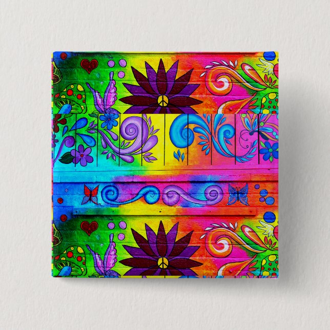 knäppas den groovy hippien för 70-tal knapp (Framsida)