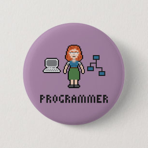 Knäppas den kvinnliga programmerarerundan för knapp