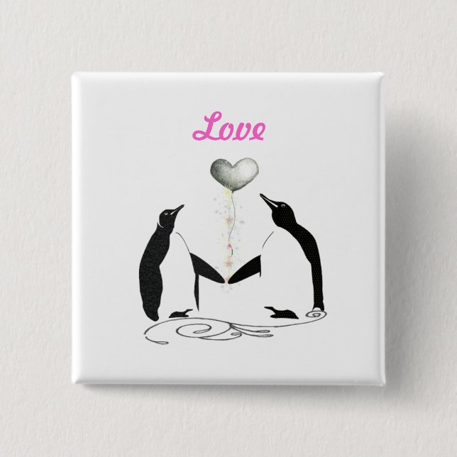 Knäppas den nätt gulliga pingvinlove birds för knapp (Framsida)