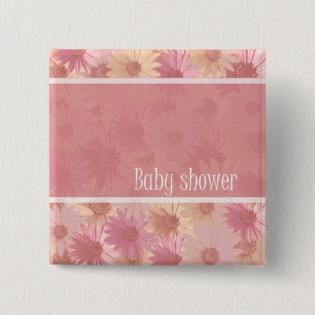 knäppas den rosa daisyn för baby shower knapp (Framsida)