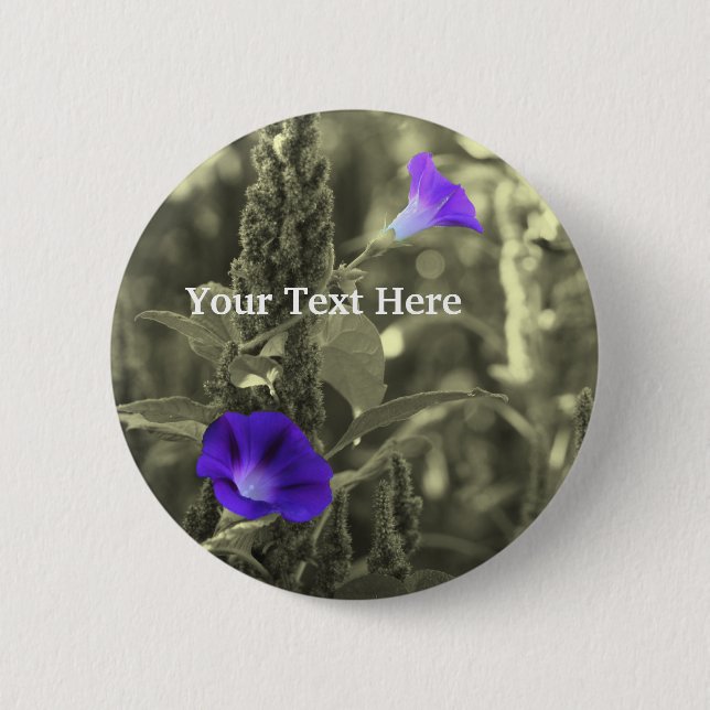 Knäppas den svartvita blomman för morgonhärlighete knapp (Framsida)