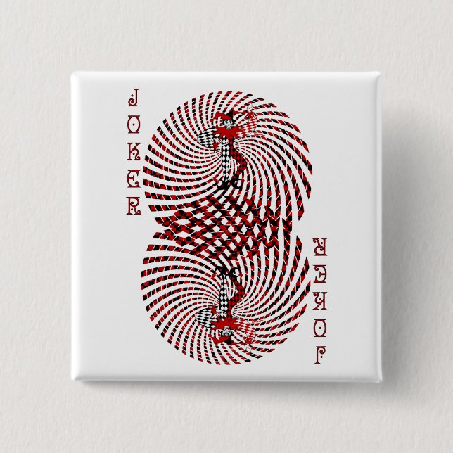 Knäppas den yr jokeren för harlequinen knapp (Framsida)