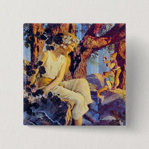 Knäppas: Flicka med älvor - vid Maxfield Parrish Knapp