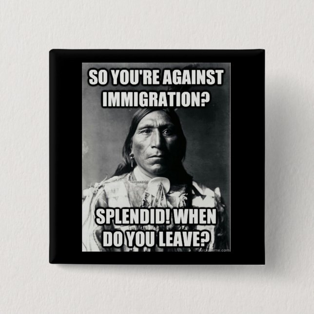 Knäppas indianen på invandring knapp (Framsida)