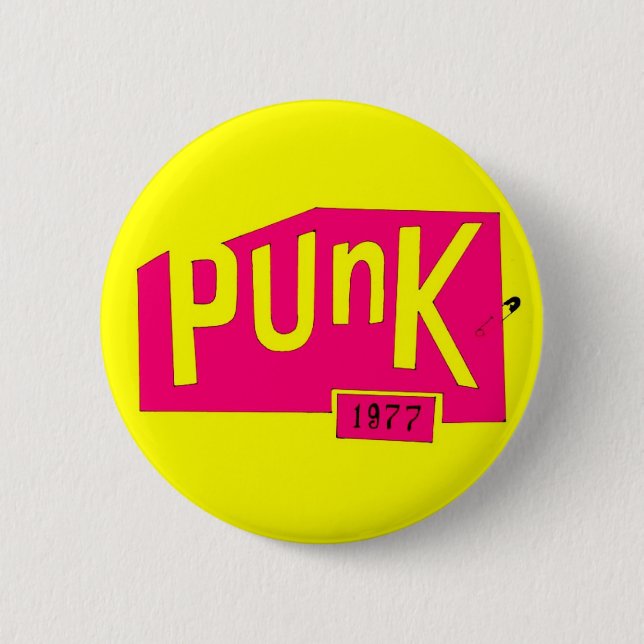"Knäppas punken 1977" Pinback Knapp (Framsida)