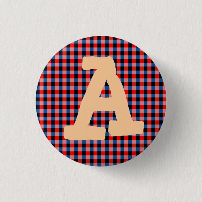 Knäppas röda blåttkvarter för alfabet knapp (Framsida)