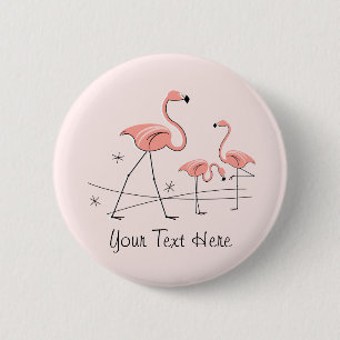 Knäppas rosa Trio 2" för Flamingos text" Knapp