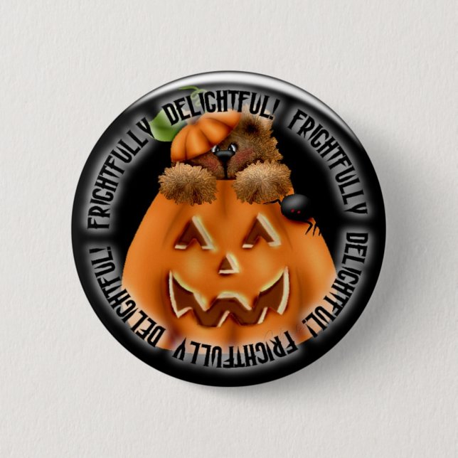 Knäppas spöklik pinback för Halloween pumpa Knapp (Framsida)
