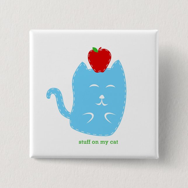 Knäppas - stoppa på min katt - katten med äpplet knapp (Framsida)