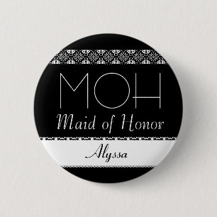 Knäppas svartvitt snörebröllop för maid of honor knapp