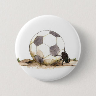 Knäppas utskjutande leka fotboll för dynga knapp