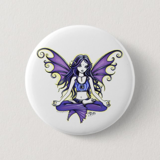Knäppas Yoga chic Pinback "för violett Knapp (Framsida)