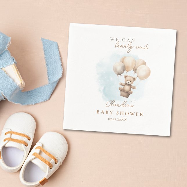 Knappast Väntar Neutrala Babyshower Pappersservett (Bearly Wait Baby Shower Napkin)