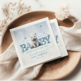 Knappast väntar på vinter modern isbjörn baby show pappersservett