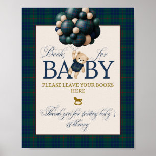 Knappast väntar Preppy Teddy Ballong Baby Shower Poster