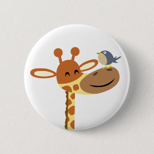 Knappbricka för tecknad Giraffe och Friend Knapp