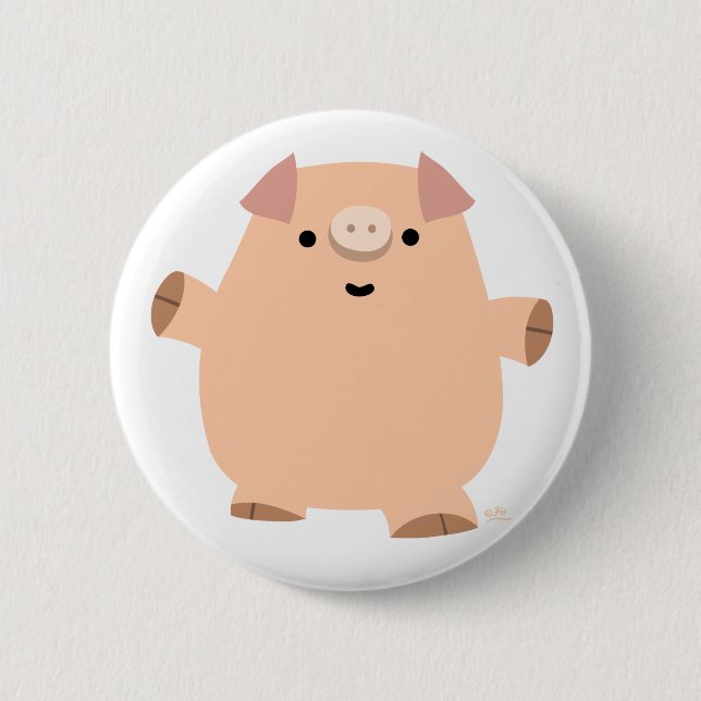 Knappbrickan Cute Roligt Tecknad Gris Knapp (Framsida)