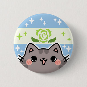 Knappen Achillean LGBT Pride Flagga Cat Knapp