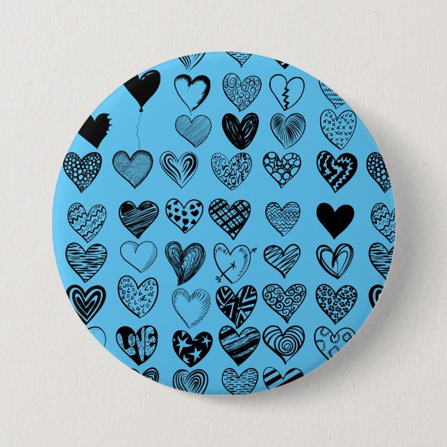 Knappen Adsible Black Heart Scribble Teckning Knapp (Framsida)