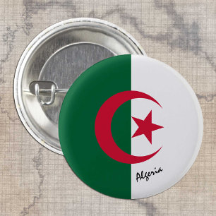 Knappen Algeriet, patriotisk algeriska Flagga mode Knapp