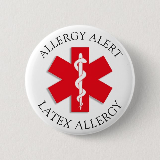 Knappen Allvarlig LATEX Allergy Alert Knapp (Framsida)