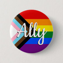 Knappen Ally för Pridet Progress Flagga