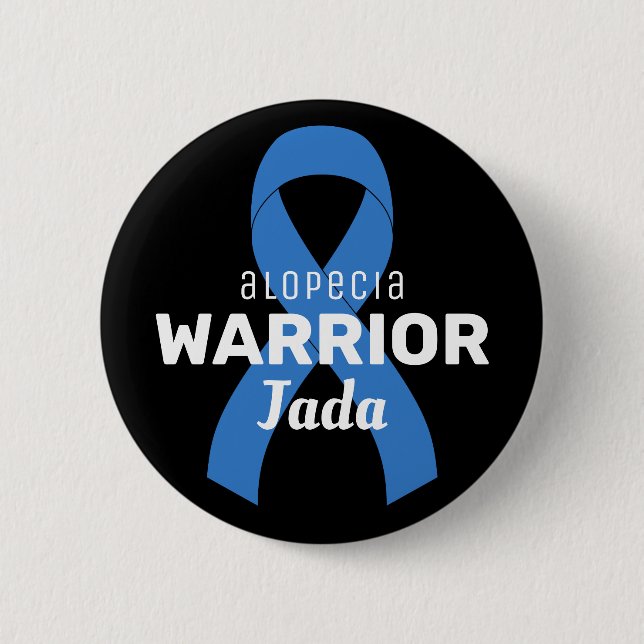 Knappen Alopecia Warrior Ribbon Black Knapp (Framsida)