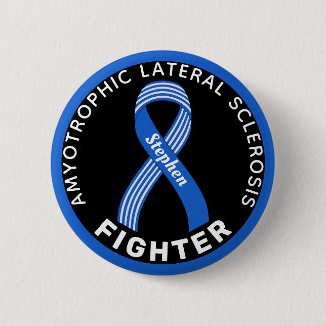Knappen ALS Fighter Ribbon Black Knapp (Framsida)