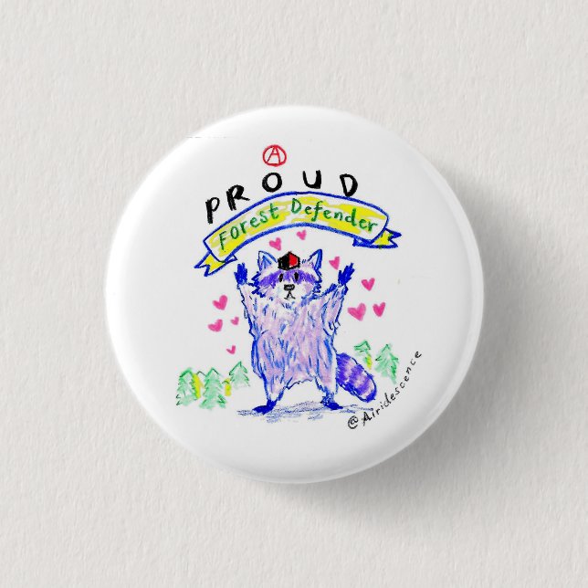 Knappen Anarchist Raccoon Forest Defender Knapp (Framsida)