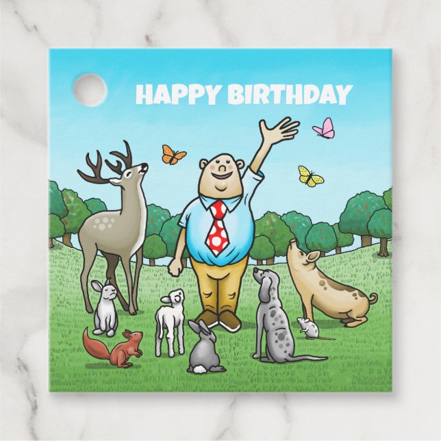 Knappen Animals Födelsedagsfest Gåvor Etiketter (Framsida)