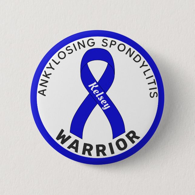 Knappen Ankylosing Spondylitis Warrior Ribbon Whit Knapp (Framsida)