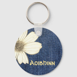 Knappen Anpassad namnmarinblomma mönster Nyckelrin Nyckelring