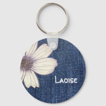 Knappen Anpassad namnmarinblomma mönster Nyckelrin