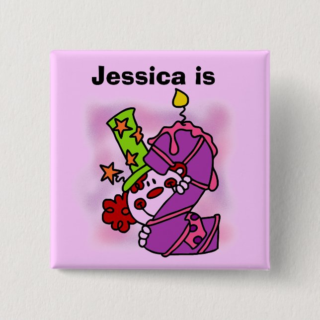 Knappen Anpassade flickor - Clown Birthday Knapp (Framsida)