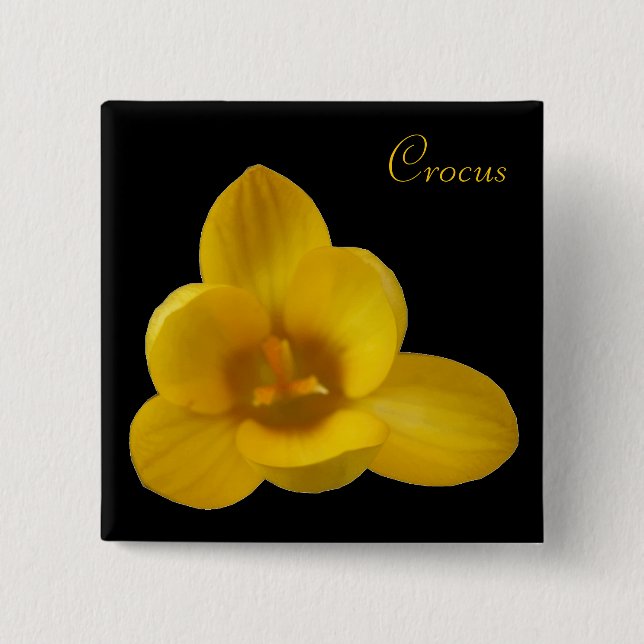 Knappen anpassade Gult Crocus Flower Knapp (Framsida)