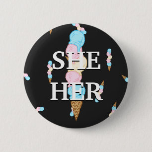 Knappen anpassade Trans Flagga Pronoun Ice Cream Knapp