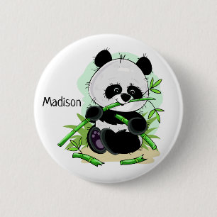 Knappen Anpassat namn för Cute Panda Knapp