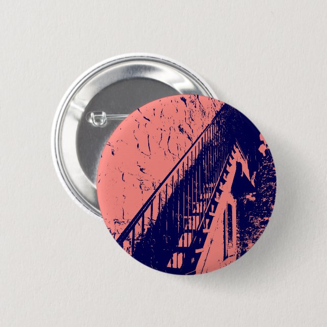 Knappen anpassningsbar Coral Navy Blue Trappor Knapp (Framsida & baksida)