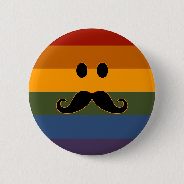 Knappen anpassningsbar för Mustache-Pride Knapp (Framsida)
