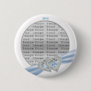Knappen anpassningsbar Hearts Ice Blue Ribbon Knapp