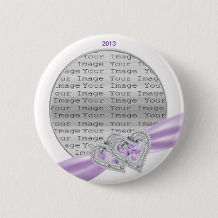 Knappen anpassningsbar Hearts Lavender Ribbon Knapp