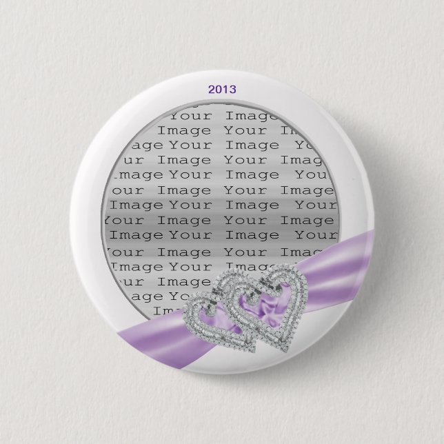Knappen anpassningsbar Hearts Lavender Ribbon Knapp (Framsida)